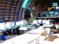 Setting up for a Lan party in the grand barn