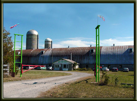 Front view of the grand barn from the entrance